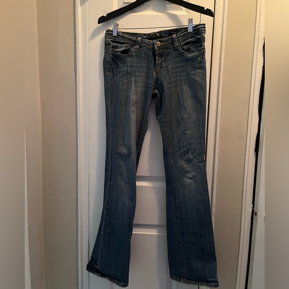 Seven7 Women's Classic Blue Flare Jeans